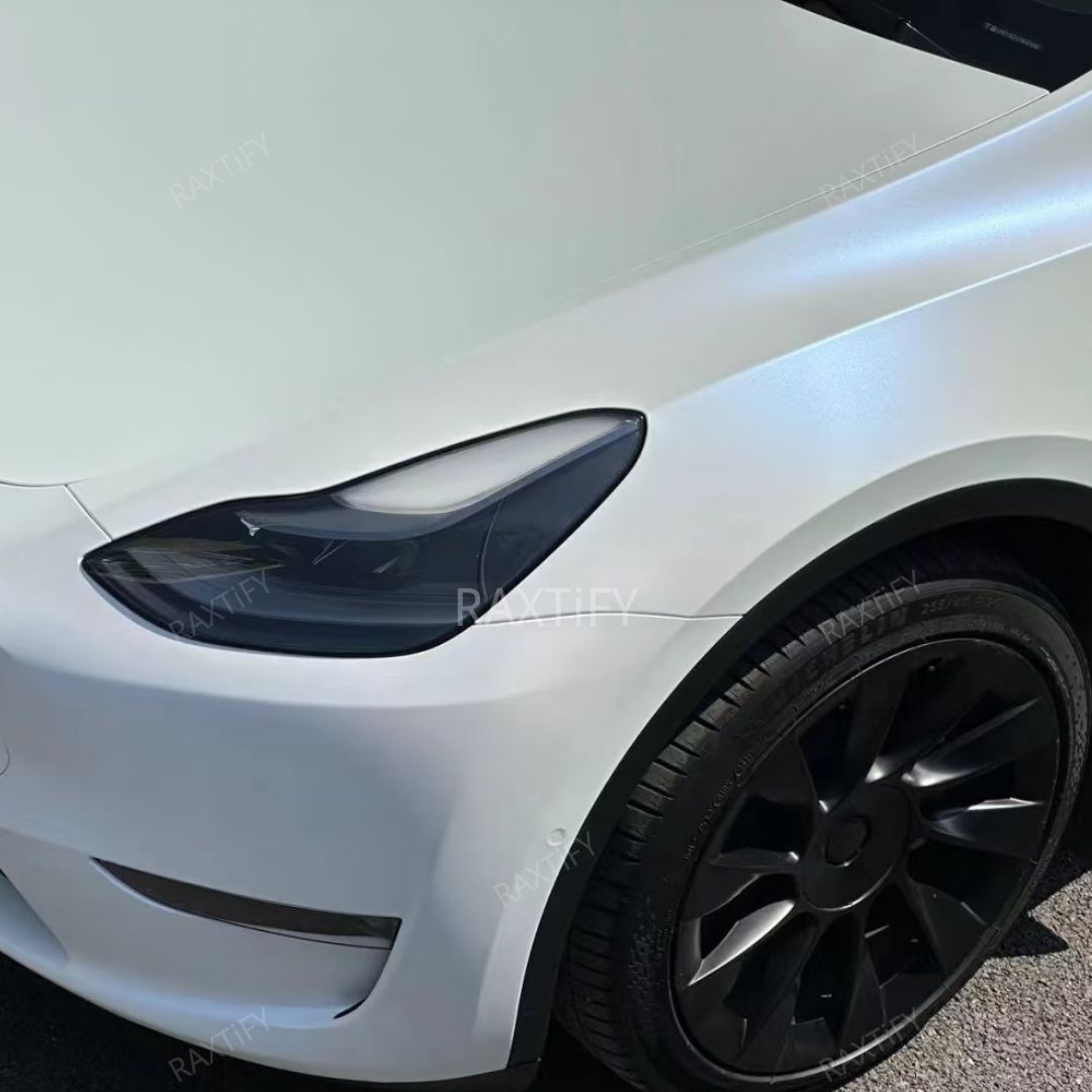 Matte Glitter White Blue Vinyl Wrap detail