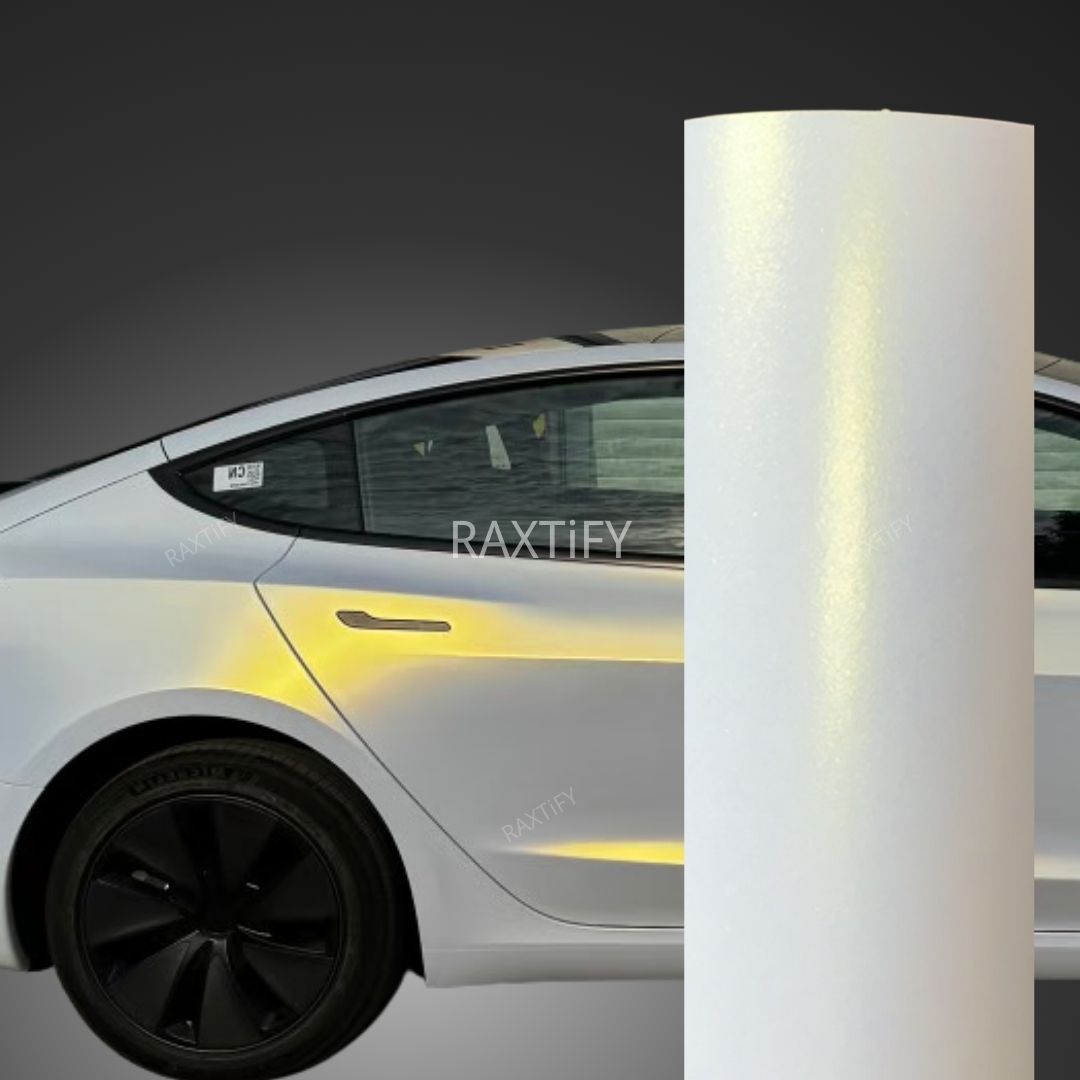 Matte Glitter White Gold Vinyl Wrap