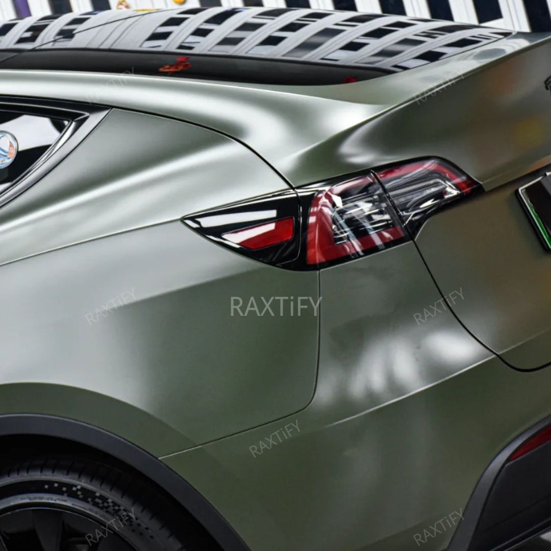 Matte Silk Army Green Vinyl Wrap Close-up