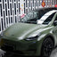 Matte Silk Army Green Vinyl Wrap on tesla