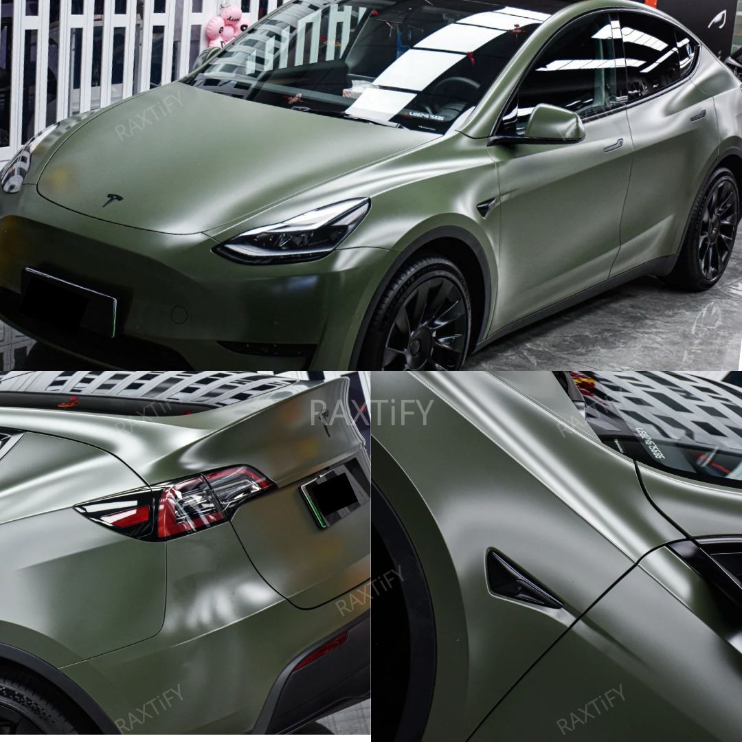 Matte Silk Army Green Vinyl Wrap full look