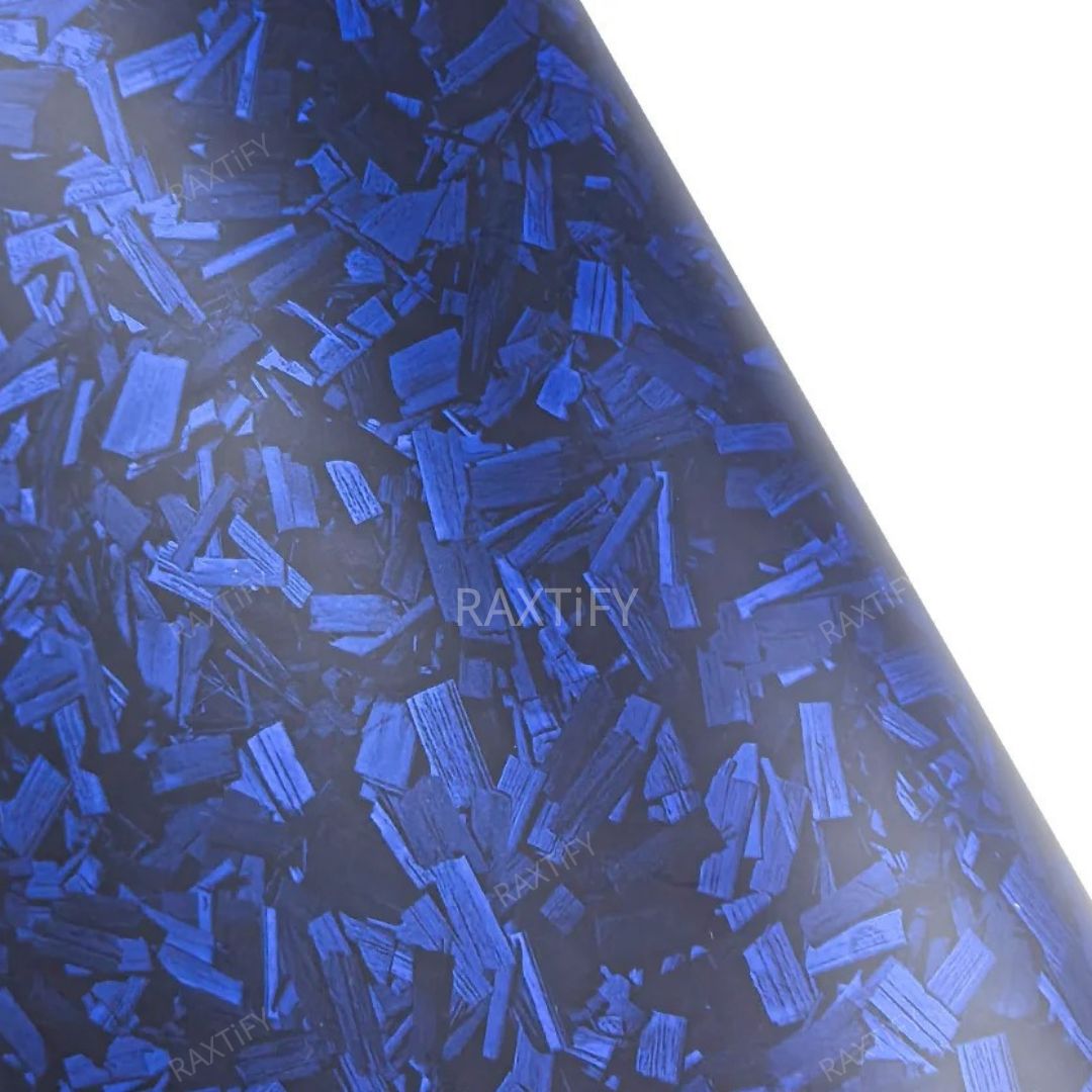 Matte Black Blue Forged Carbon Fiber Vinyl Wrap