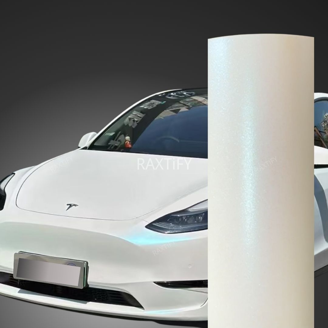 Matte Glitter White Blue Vinyl Wrap