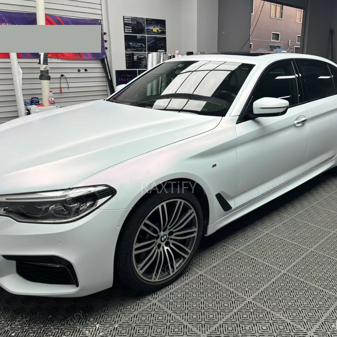Matte Glitter White Pink Vinyl Wrap inside look