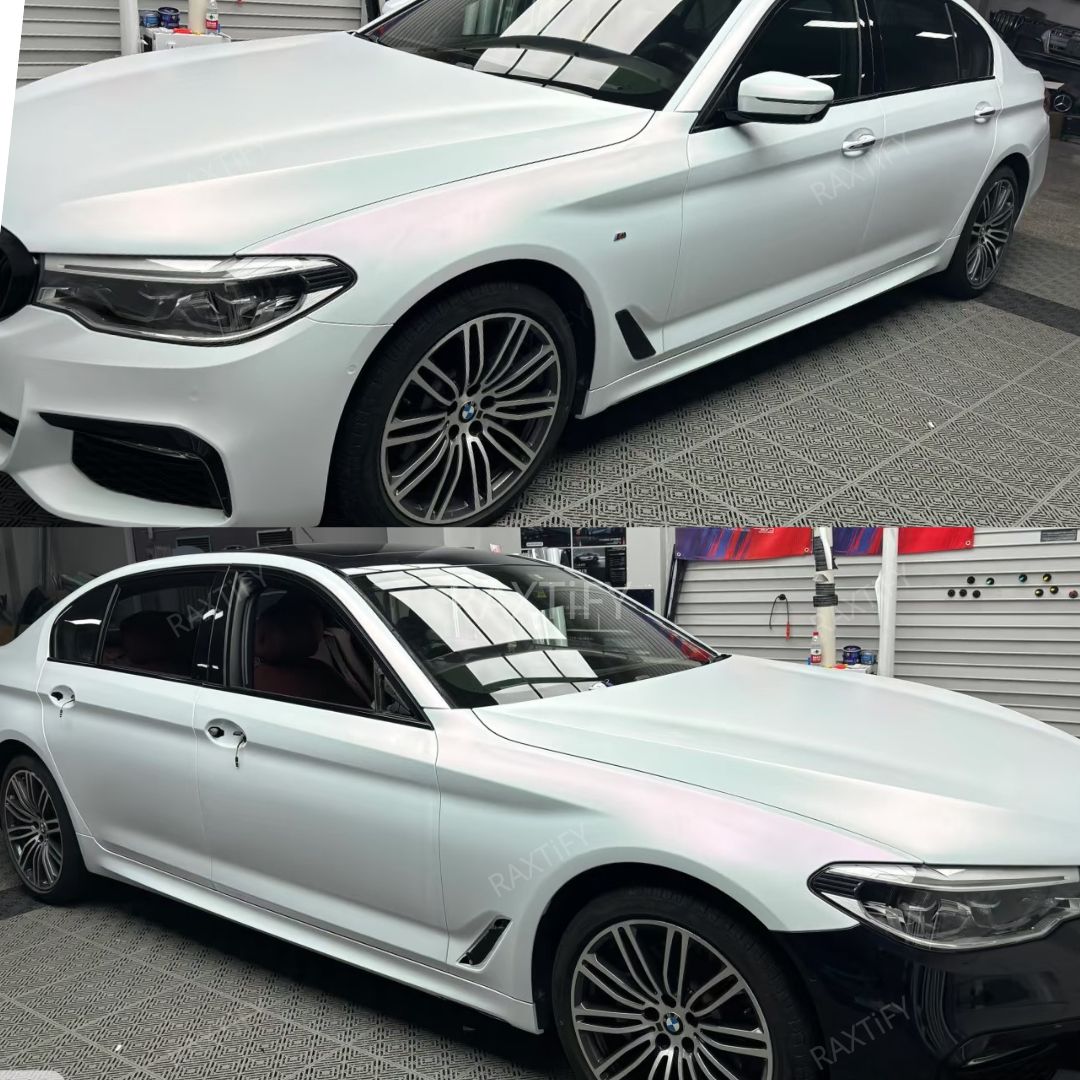 Matte Glitter White Pink Vinyl Wrap bmw