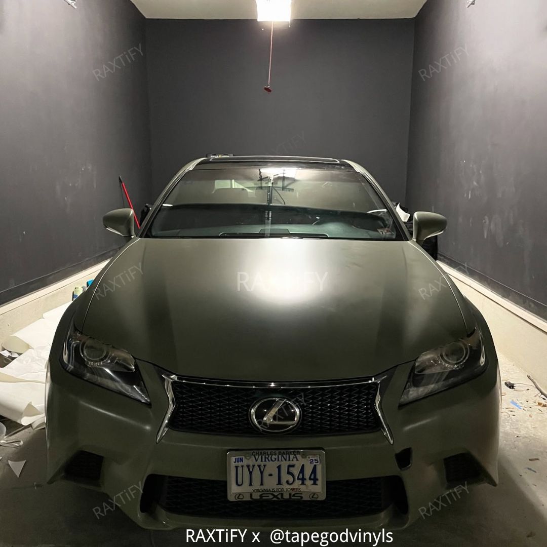 Matte Military Green Vinyl Wrap Car