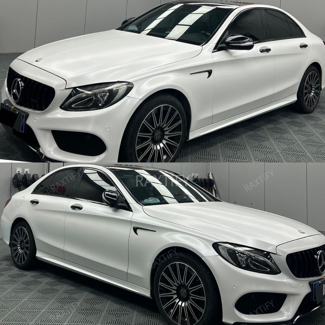 Matte Silk Creame White Car Wrap full look