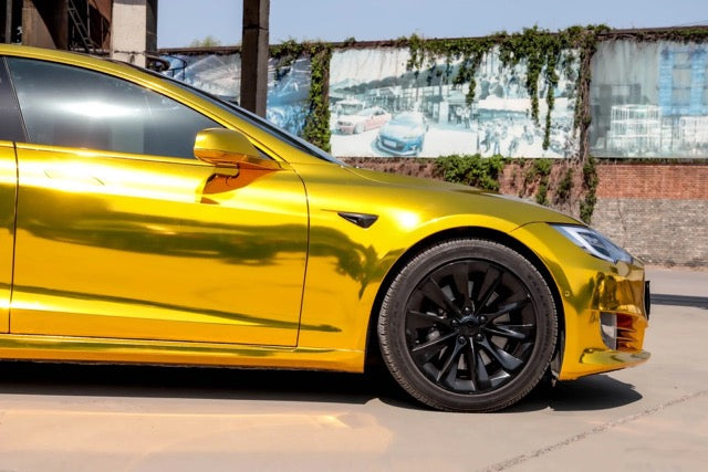 Mirror Chrome Yellow Vinyl Wrap Auto