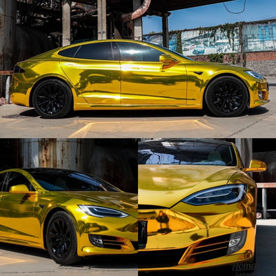 Mirror Chrome Yellow Vinyl Wrap Car Film