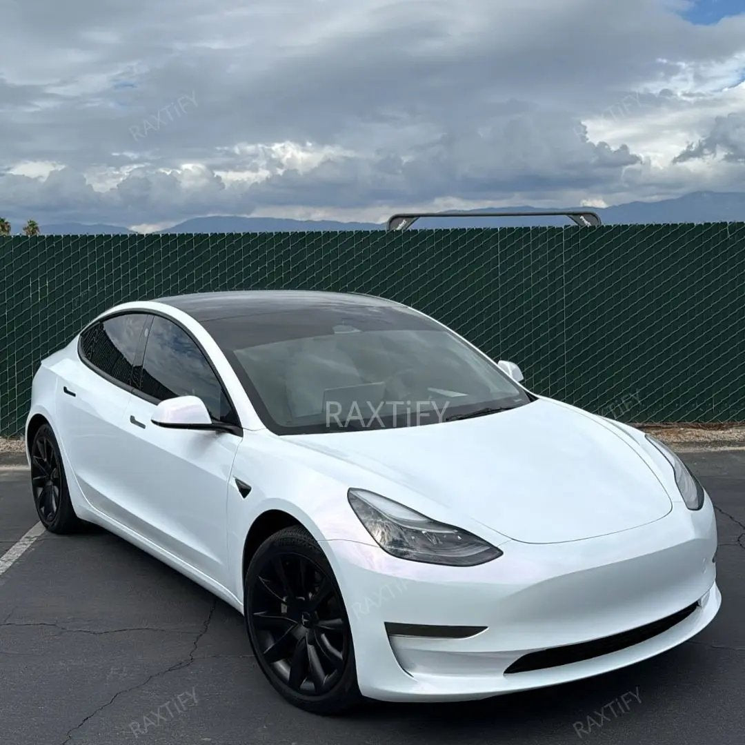 Model 3 Color Shift Glitter White Pink Vinyl Wrap