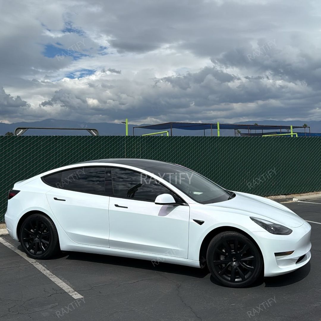 Model 3 Color Shift Glitter White Pink Vinyl Wrap