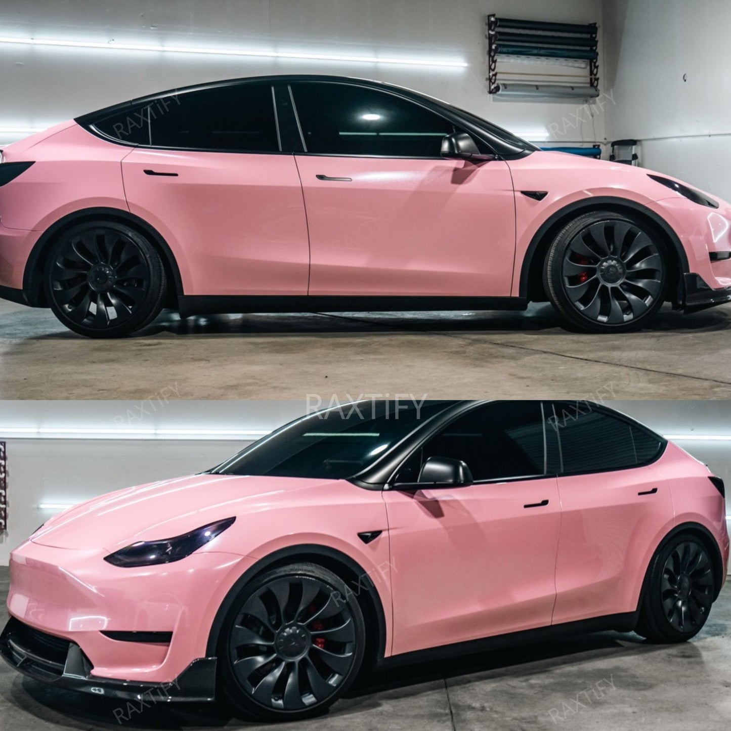 Gloss Diamond Pearl Peach Pink Vinyl Wrap Model Y