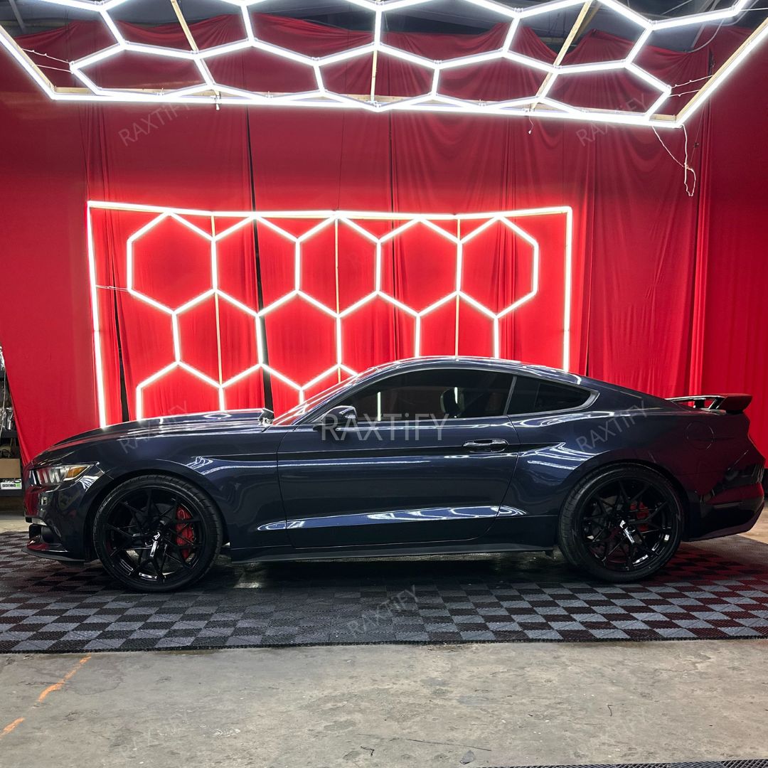 Gloss Metallic Blue Gray Vinyl Wrap on mustang side