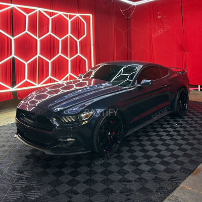 Gloss Metallic Blue Gray Vinyl Wrap on mustang