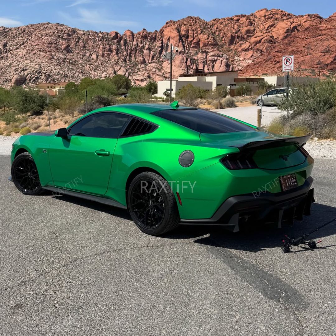 mustang Gloss Metallic Flame Green Car Wrap side look