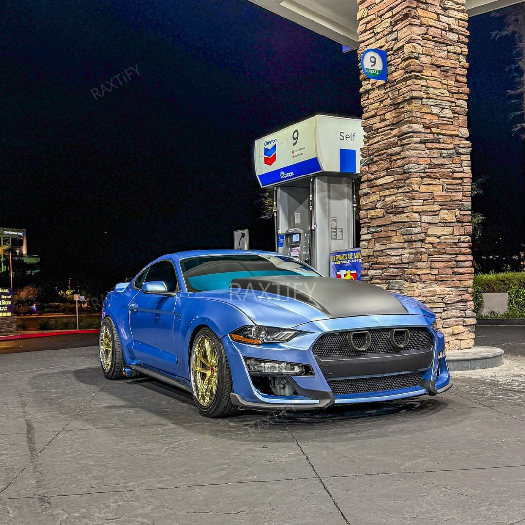 Mustang Gloss Metallic Silver Lake Blue Vinyl Wrap