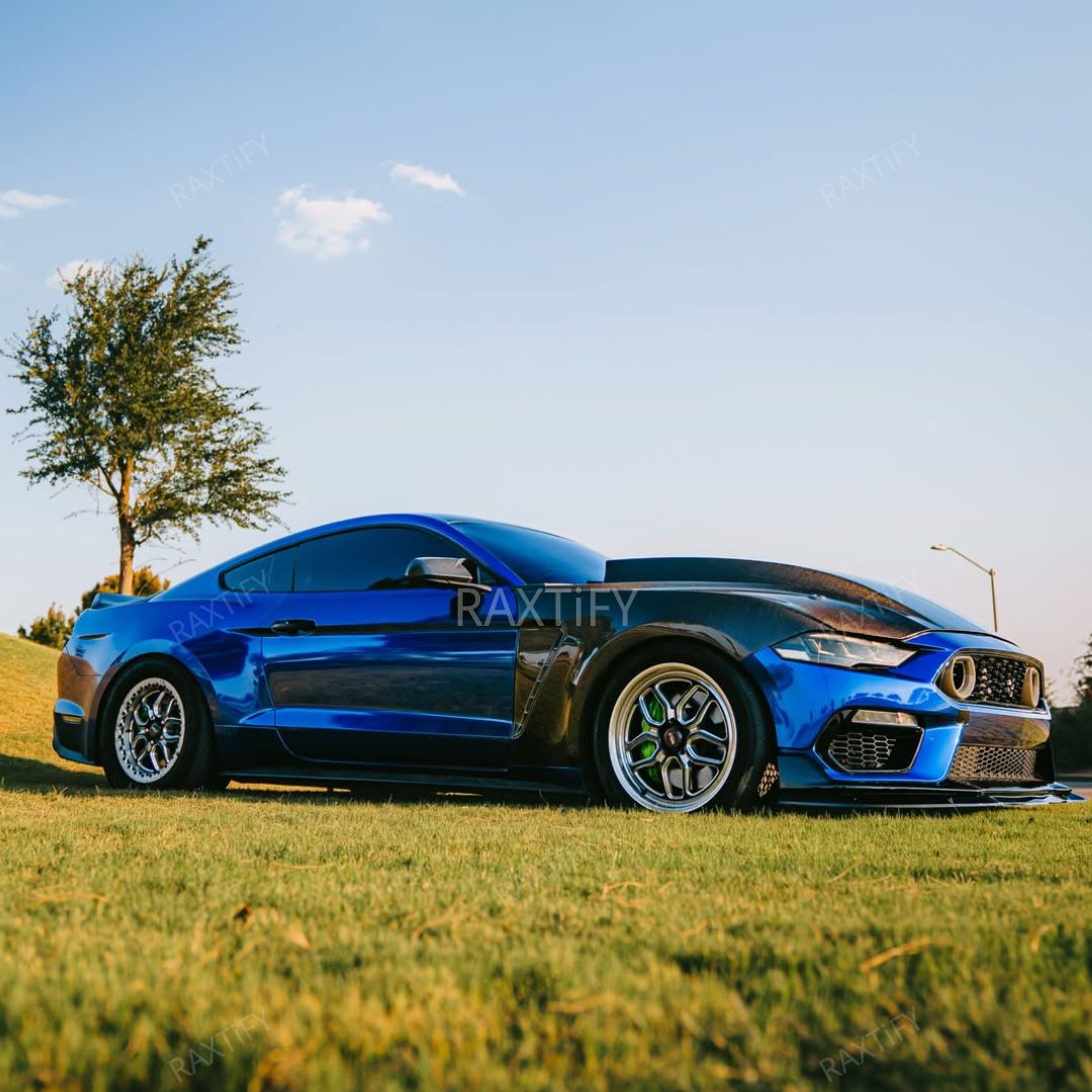 Mustang Mirror Chrome Blue Vinyl Wrap side look