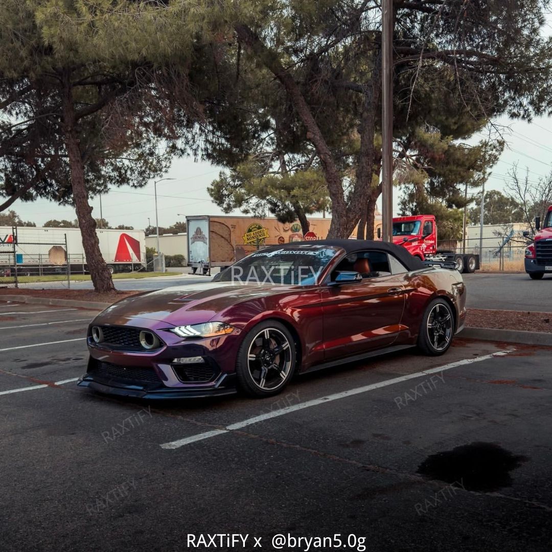 mustang in Color Shift Rainbow Drift Black Red Vinyl Wrap