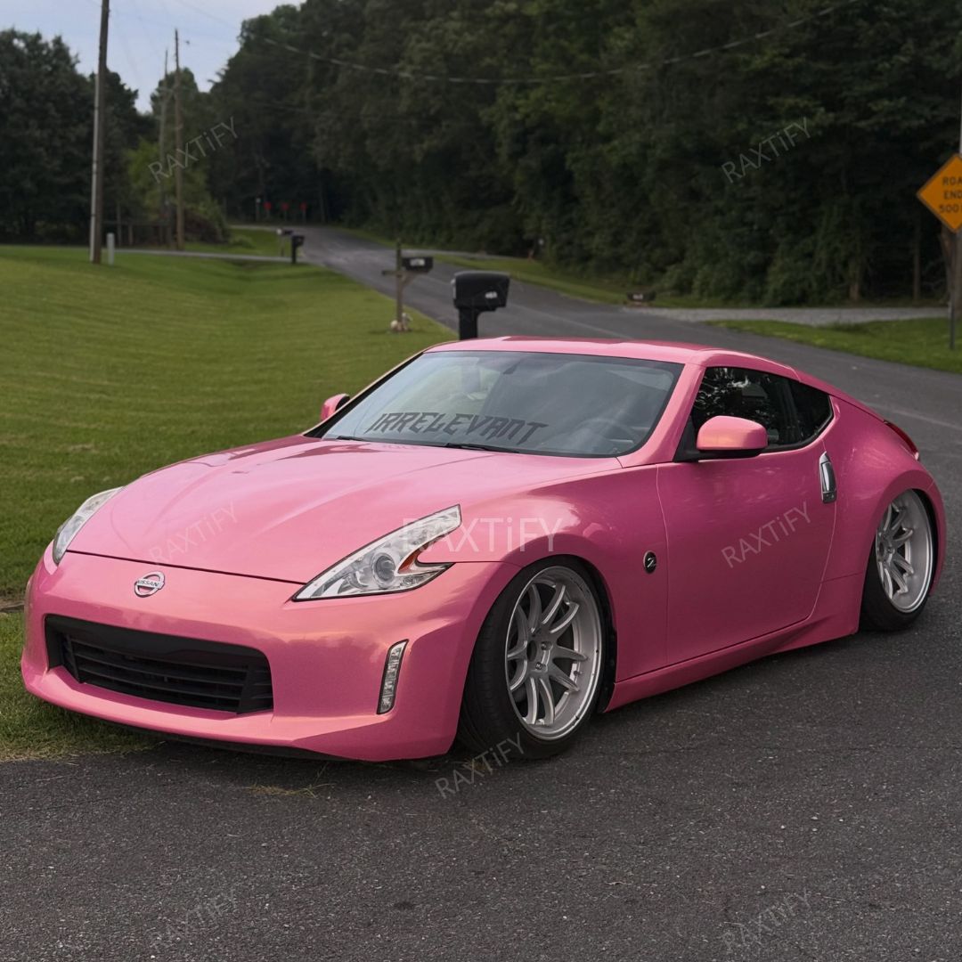 Color Shift Gloss Diamond Gold Pink Vinyl Wrap on nissan