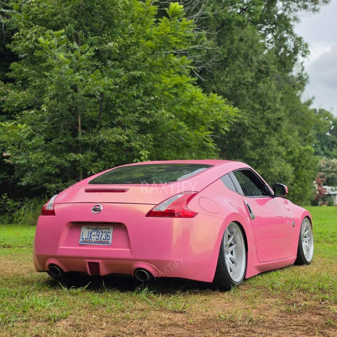 Color Shift Gloss Diamond Gold Pink Vinyl Wrap on nissan back look