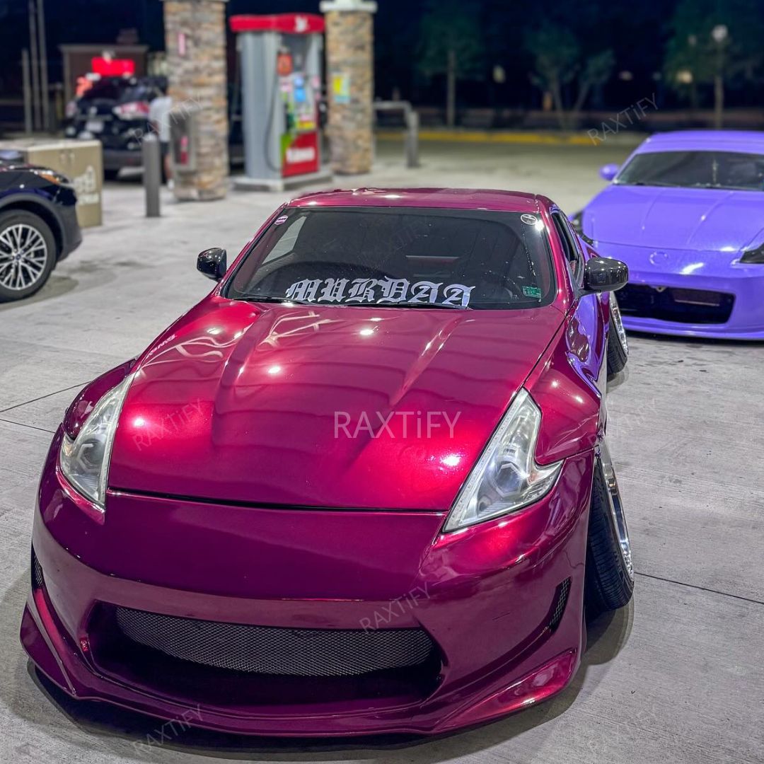 Nissan z Gloss Metallic Rose Red Vinyl Wrap