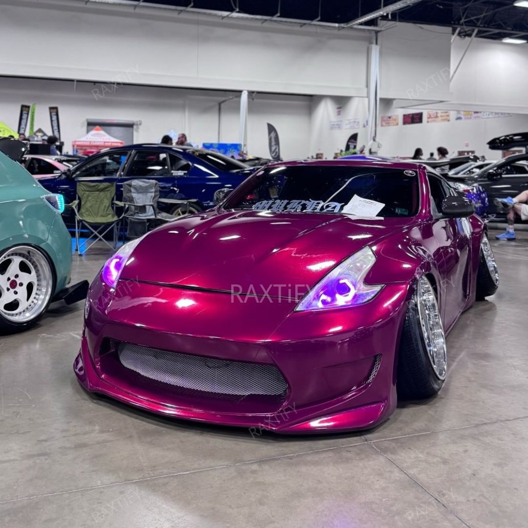 Nissan z Gloss Metallic Rose Red Vinyl Wrap