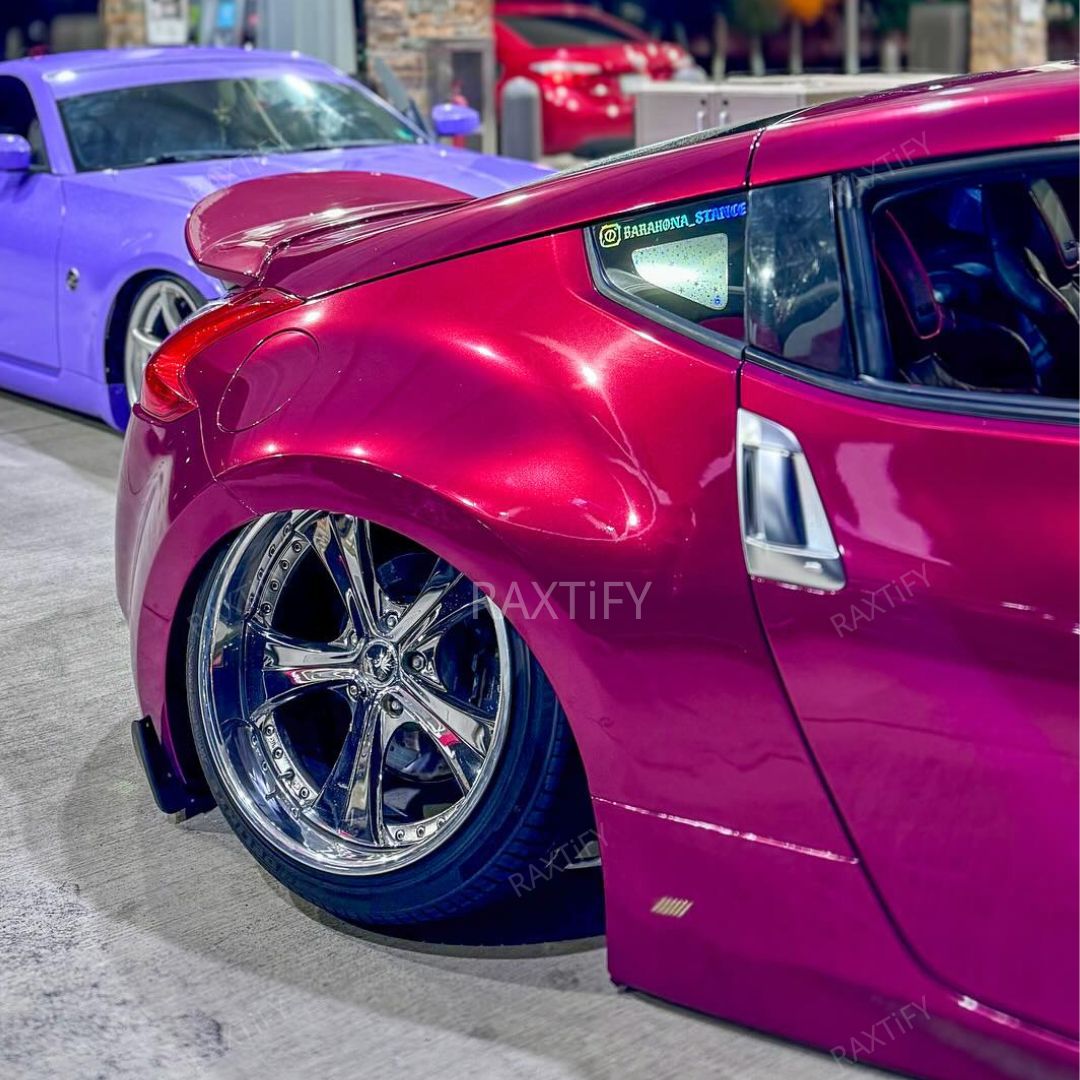 Nissan z Gloss Metallic Rose Red Vinyl Wrap