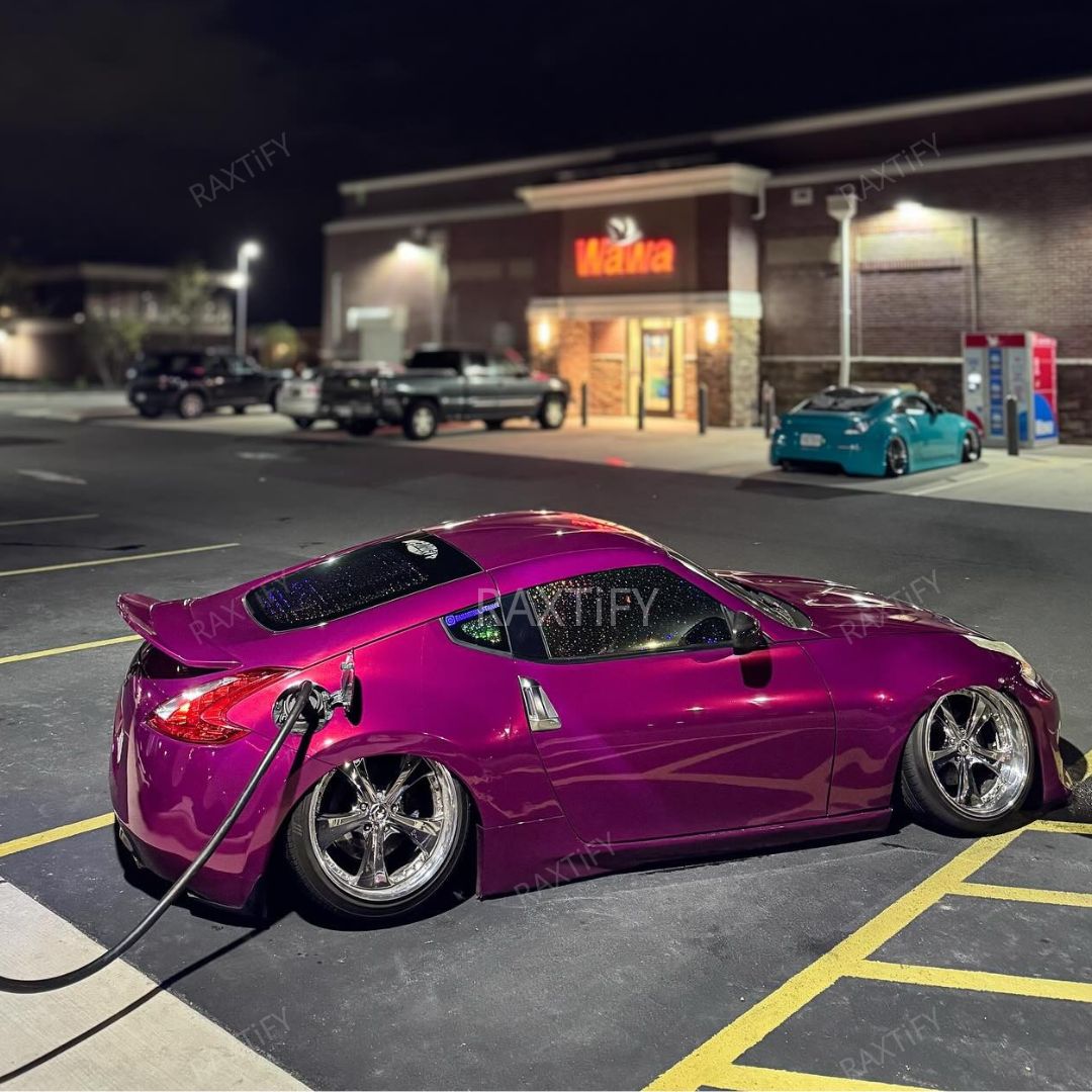 Nissan z Gloss Metallic Rose Red Vinyl Wrap