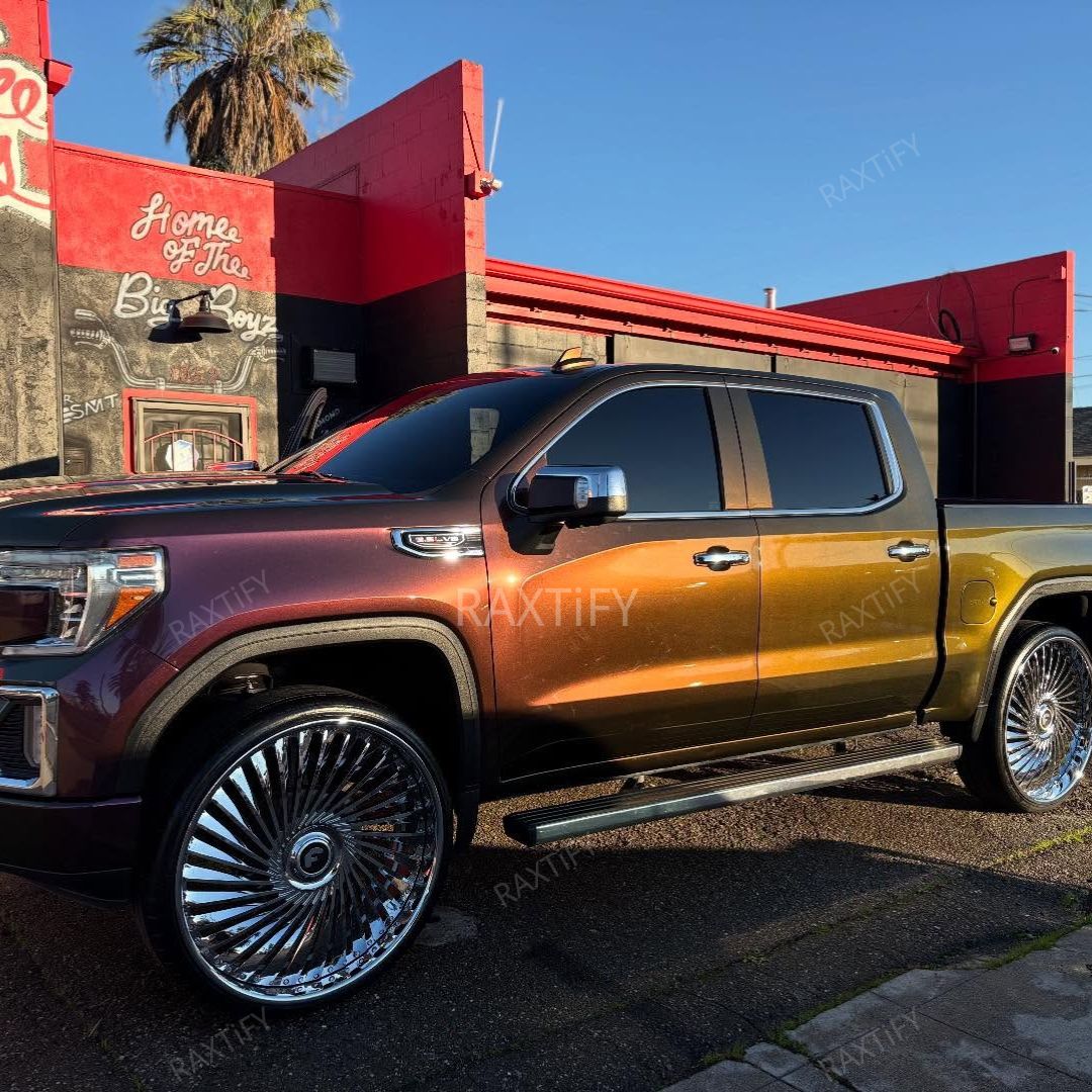 Color Shift Spectrum Grape Gold Vinyl Wrap On Ford Pick-up side look