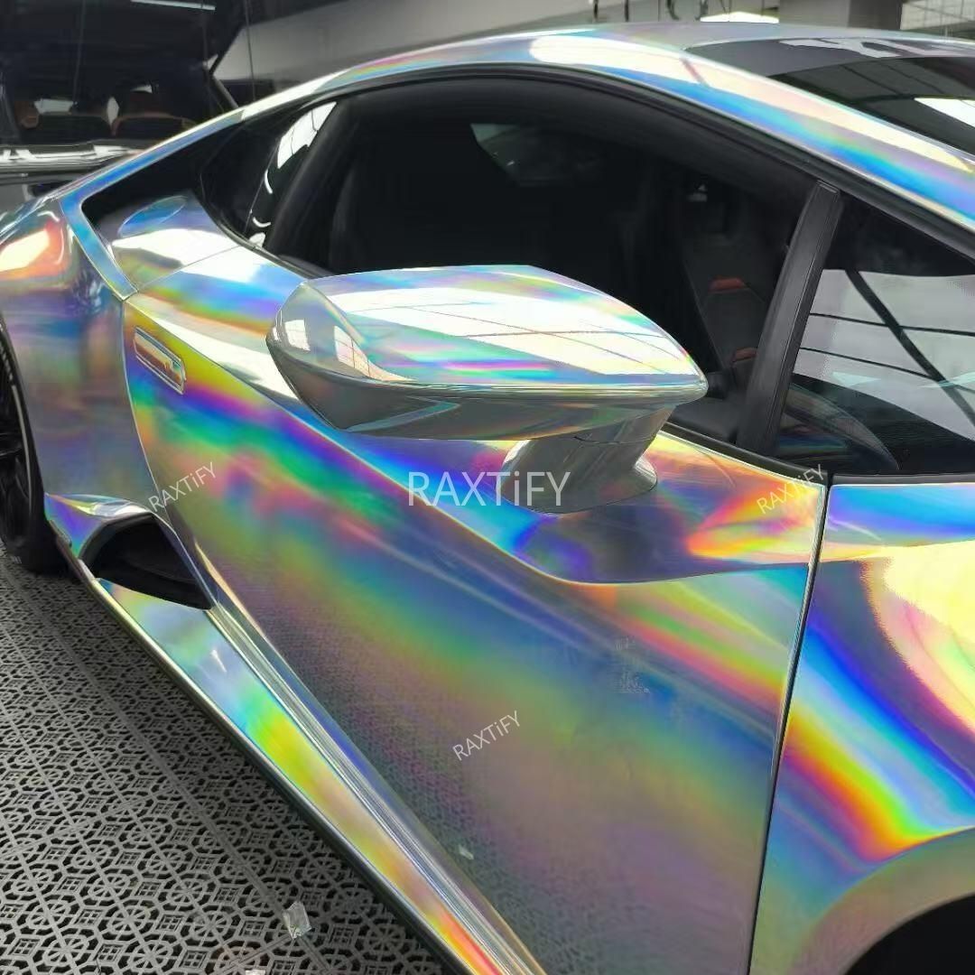 Rainbow Laser Chrome Silver Vinyl Wrap – RAXTiFY