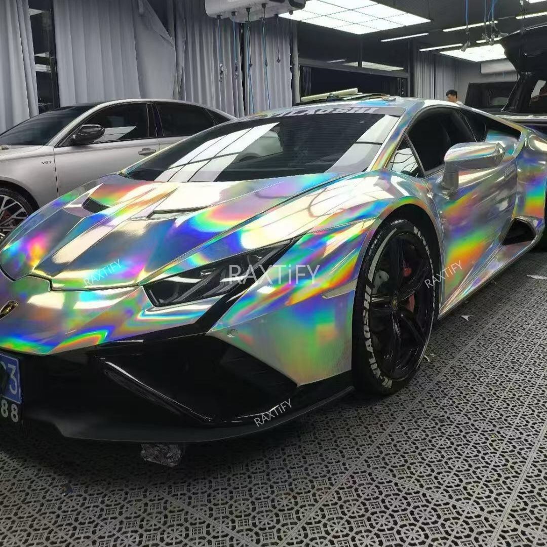 Rainbow Laser Chrome Silver Vinyl Wrap – RAXTiFY