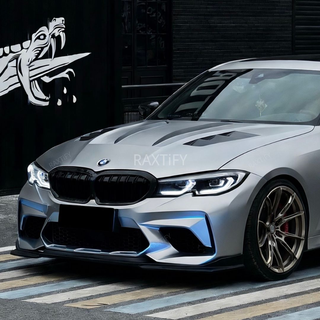 Satin Cyber Silver Blue Vinyl Wrap bmw hood