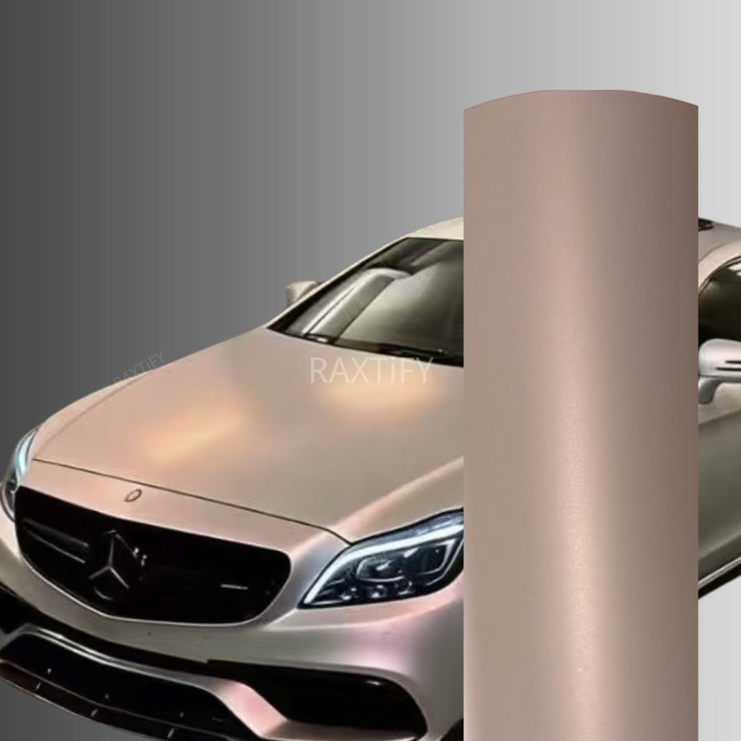 Satin Cyber Silver Orange Vinyl Wrap
