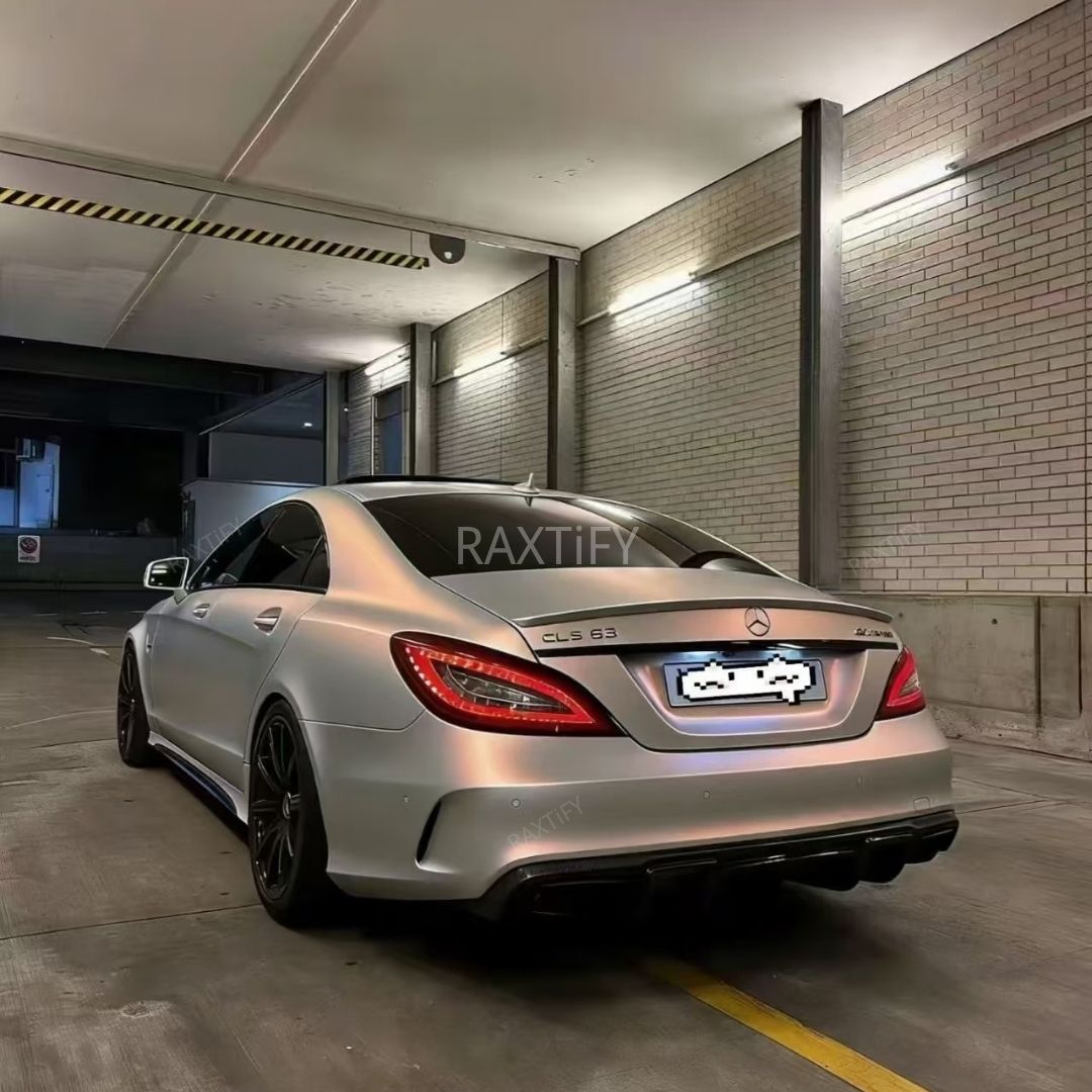 Satin Cyber Silver Orange Vinyl Wrap benz back look