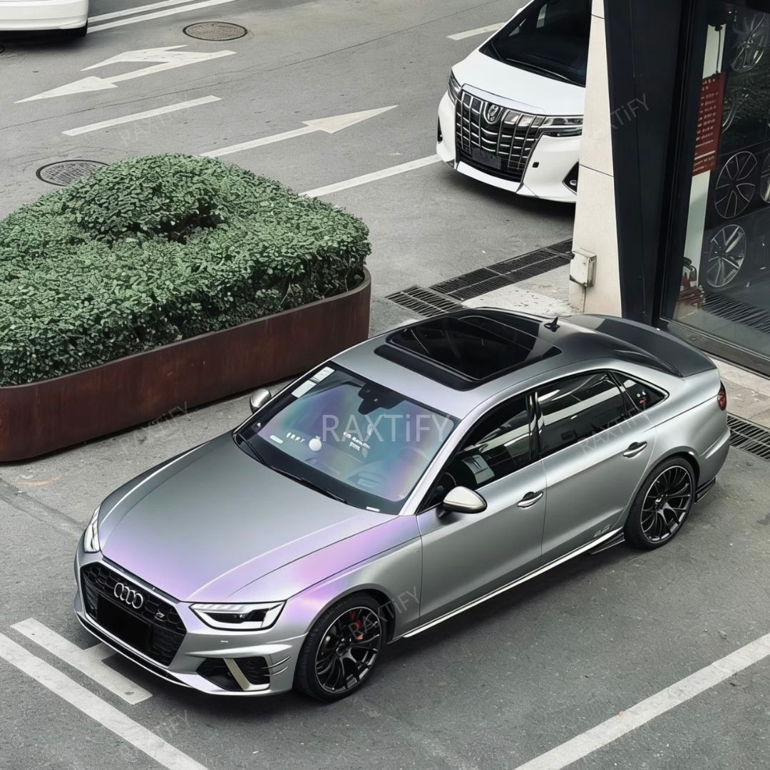 Satin Cyber Silver Purple Vinyl Wrap