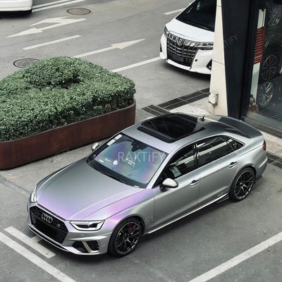 Satin Cyber Silver Purple Vinyl Wrap