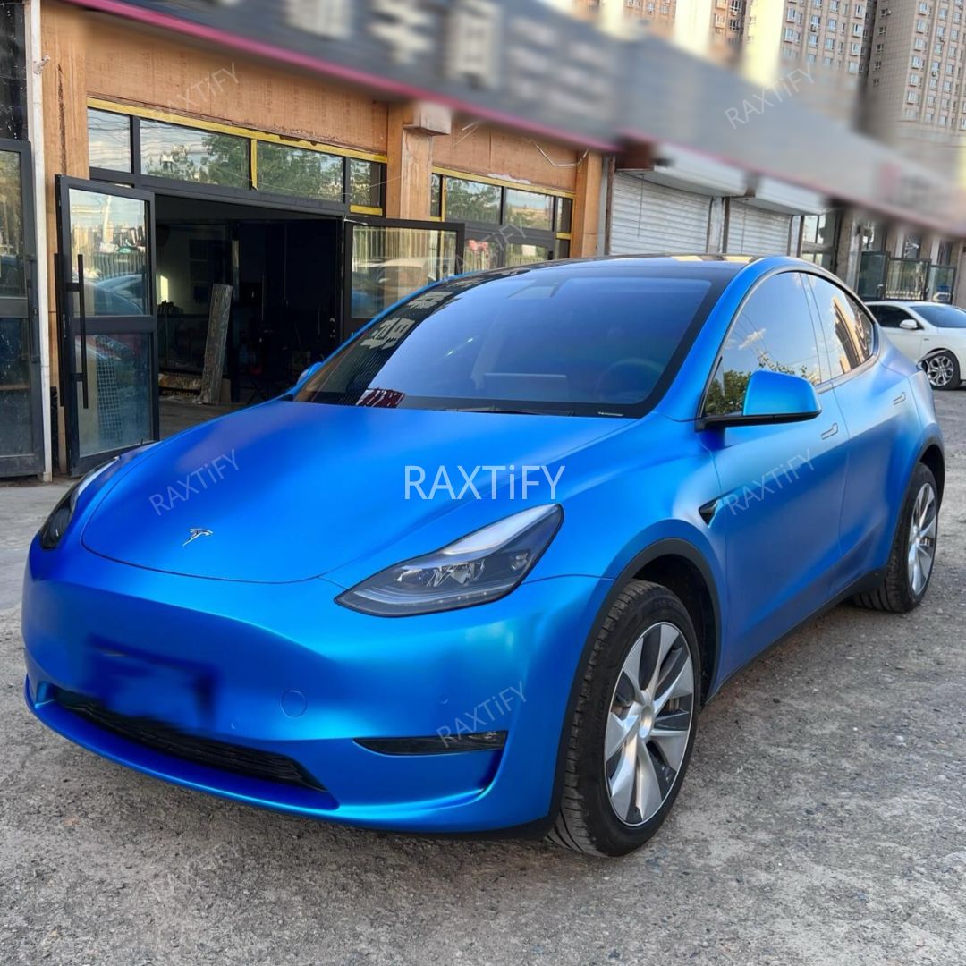 Satin Metallic Deep Blue Vinyl Wrap by RAXTiFY