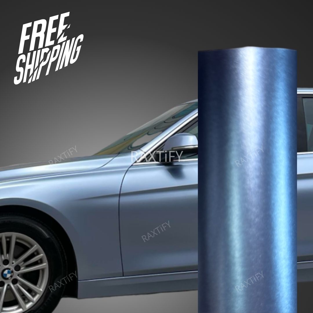 Satin Metallic Silver Lake Blue Vinyl Wrap by RAXTiFY