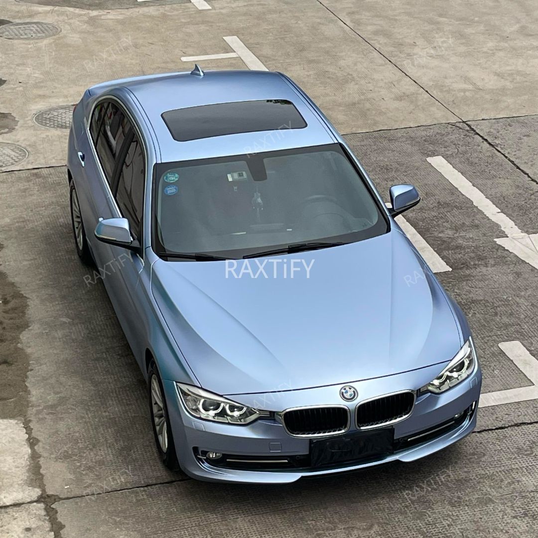 Satin Metallic Silver Lake Blue Vinyl Wrap by RAXTiFY