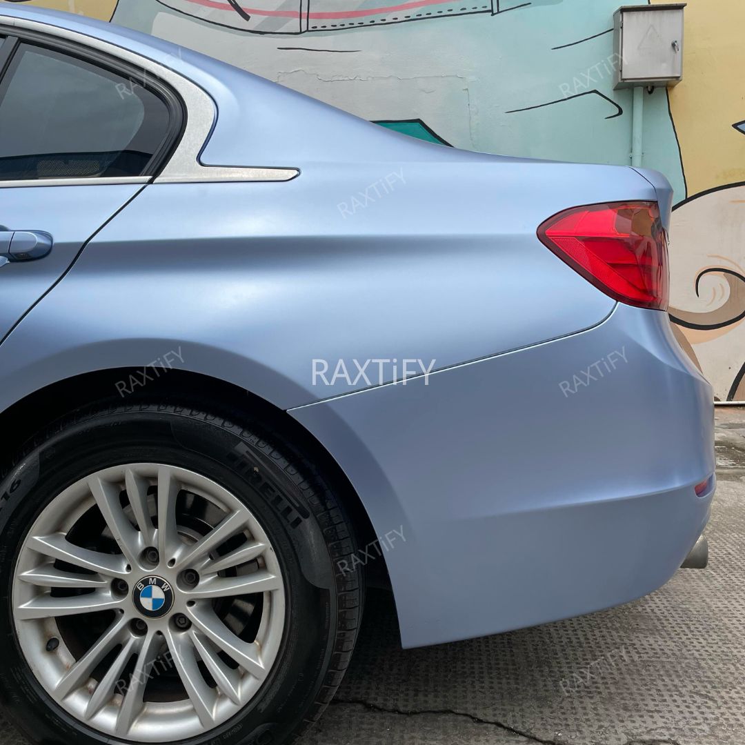 Satin Metallic Silver Lake Blue Vinyl Wrap by RAXTiFY