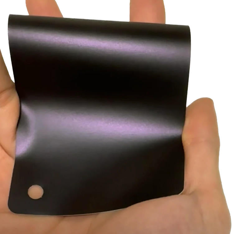 Satin Chrome Black Purple Vinyl Wrap sample