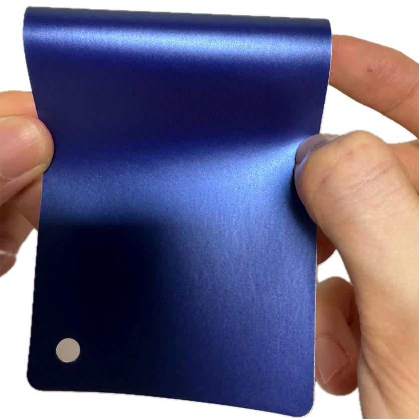 Satin Chrome Blue Vinyl Wrap sample