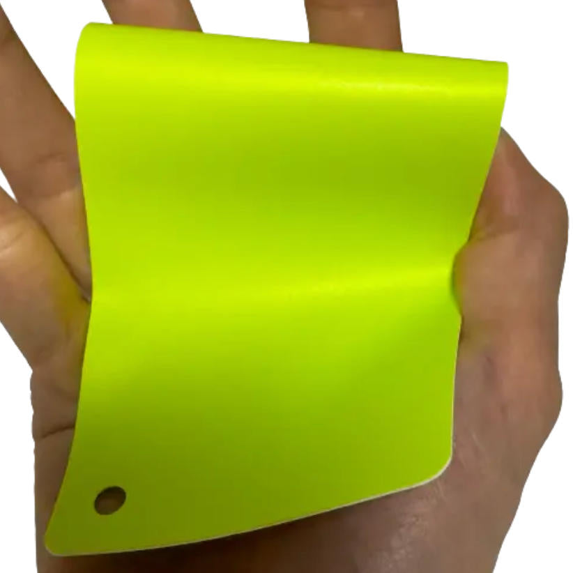 Satin Chrome Chartreuse Yellow Vinyl Wrap sample