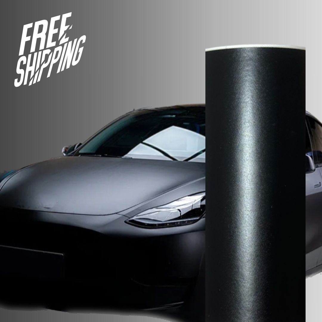 Satin Chrome Metal Black Vinyl Wrap