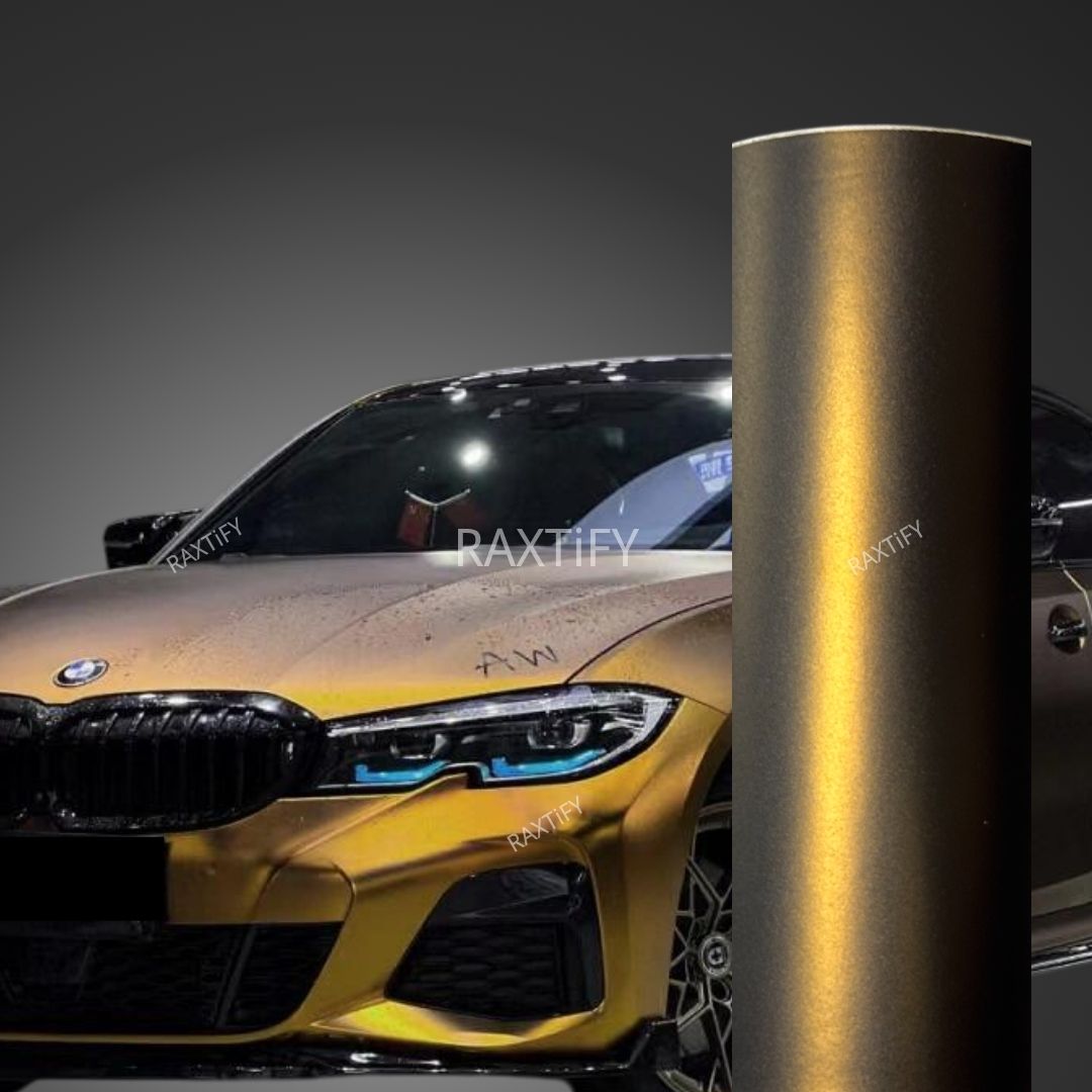 Satin Chrome Midnight Gold Vinyl Wrap