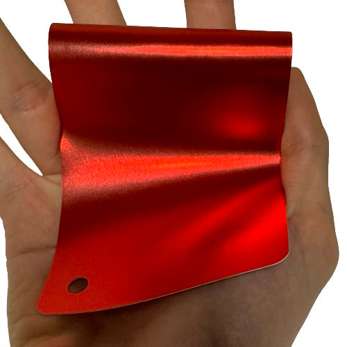 Satin Chrome Prismatic Red Vinyl Wrap