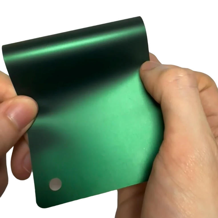 Satin Chrome Silk Green Vinyl Wrap sample
