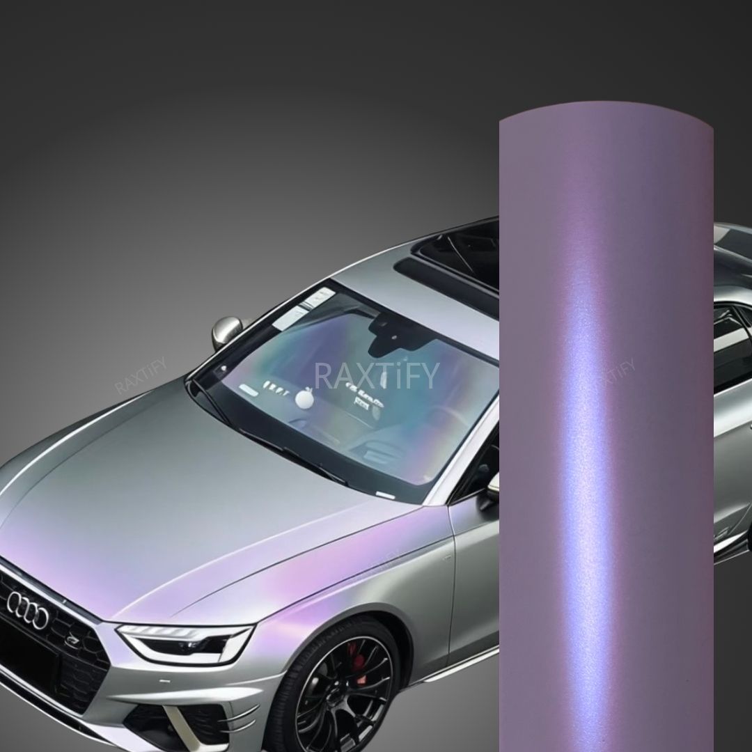 Satin Cyber Silver Purple Vinyl Wrap