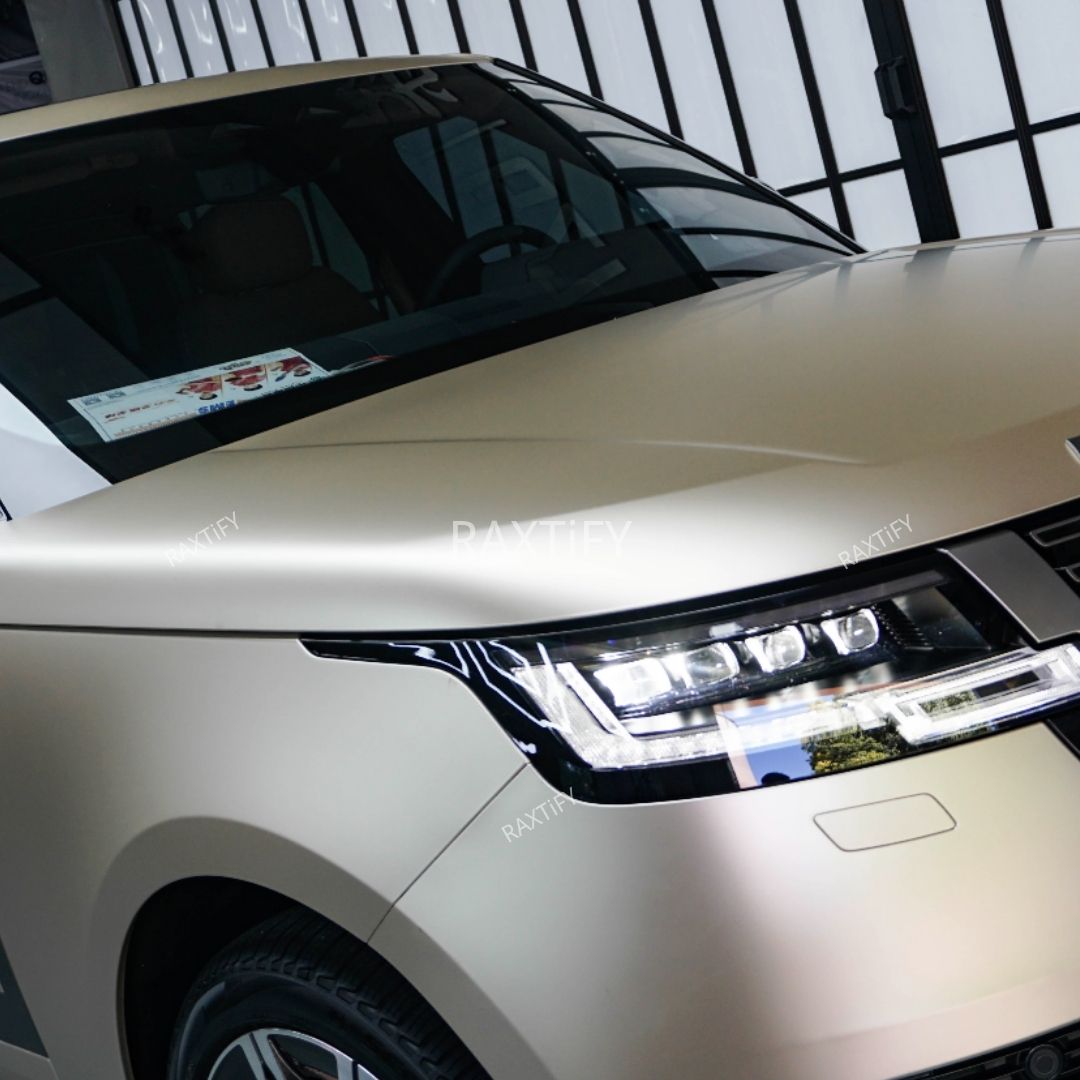 Range Rover Wrapped in Satin Metallic Champagne Gold Vinyl Wrap