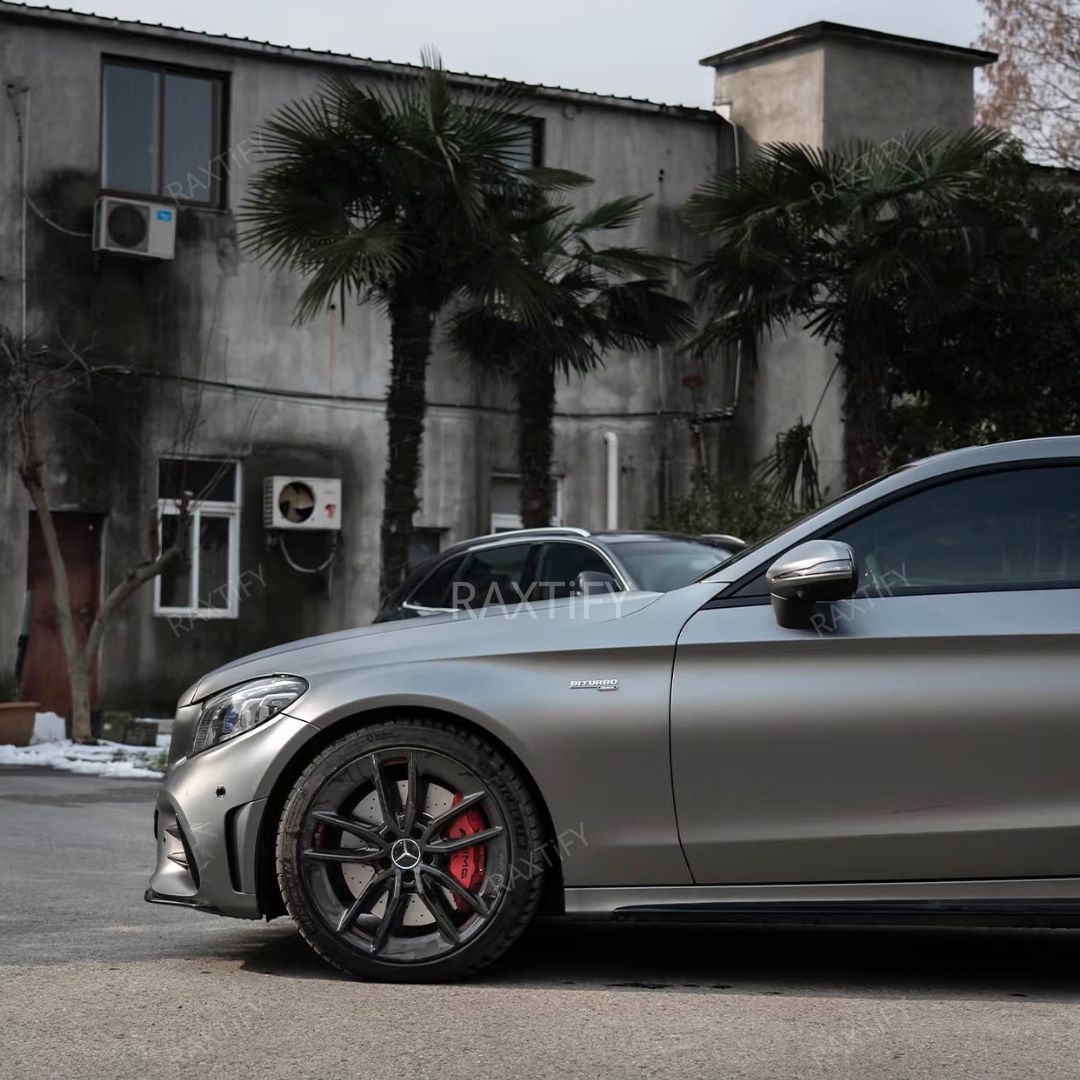 Satin Metallic Dark Gray Vinyl Wrap benz door
